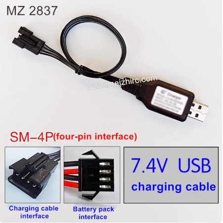MEIZHI 2837 Parts 7.4V USB Charging Cable (Four Pin Interface)