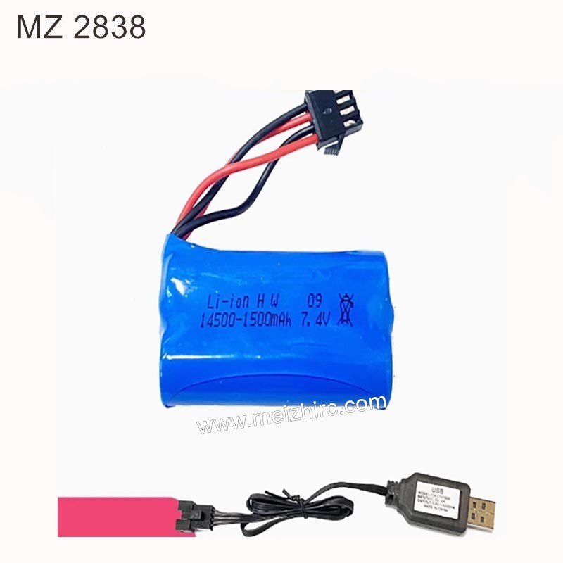 MEIZHI 2838 Parts Body Battery 7.4V 14500 lithium Battery 1500mAh-Sm4p Plug